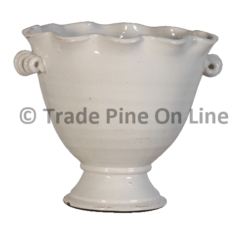 White Ceramic Deep Frill Vase