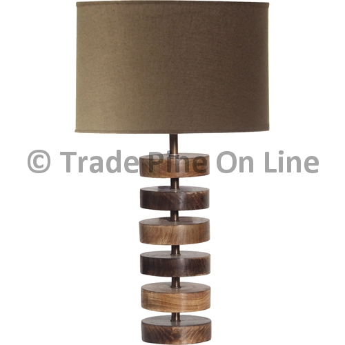 Wooden Disc Lamp Olive Shade