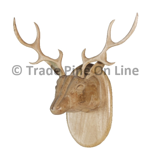 Wooden Deer Head Wall Plaque