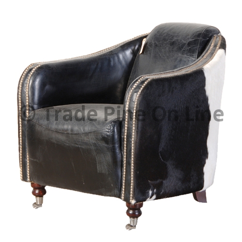 Black/White Leather/Hide Chair