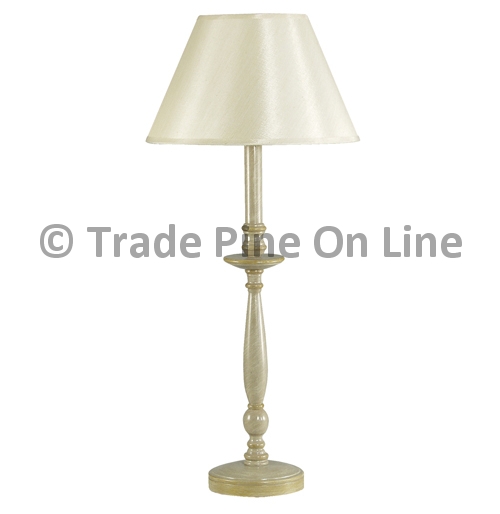 Wooden Lamp W/Cream Shade