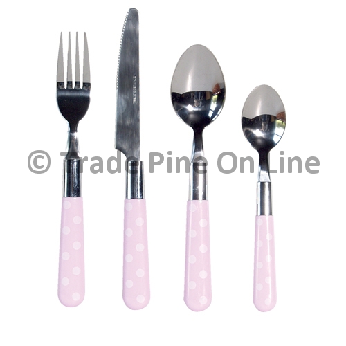 24pc Pink Spotty Cutlery Set