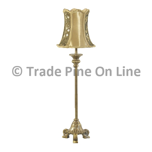Antique Brass Fin.Lamp W/Shade