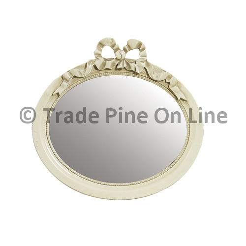 White Oval Ribbon Mirror